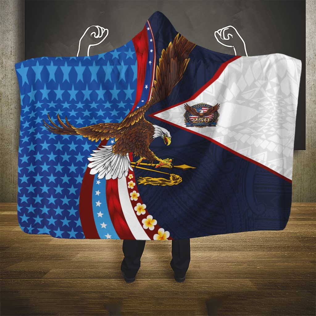 American Samoa and United States Semiquincentennial Hooded Blanket Bald Eagle with National Flag Style