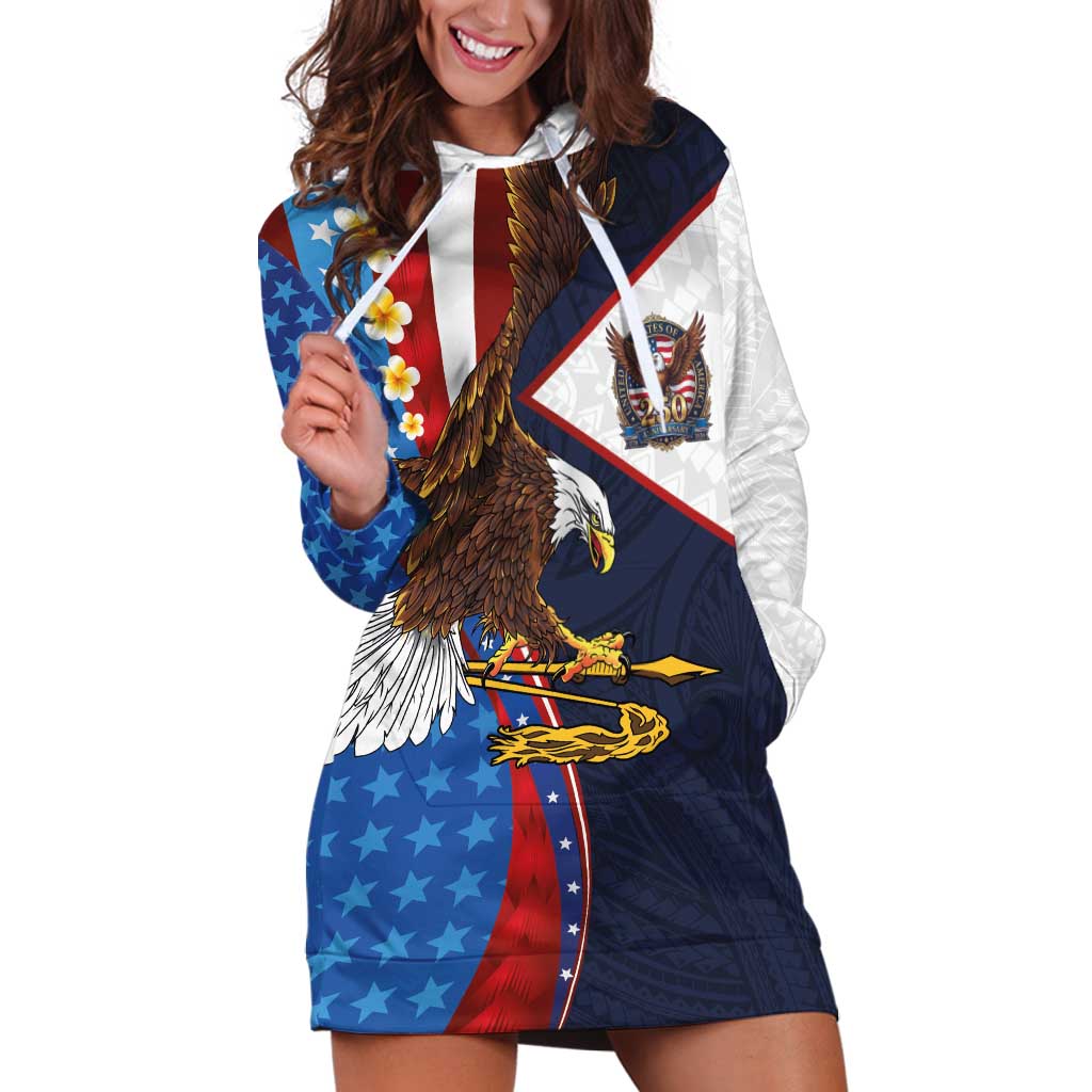 American Samoa and United States Semiquincentennial Hoodie Dress Bald Eagle with National Flag Style LT03 Multicolor - Polynesian Pride