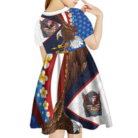 American Samoa and United States Semiquincentennial Kid Short Sleeve Dress Bald Eagle with National Flag Style