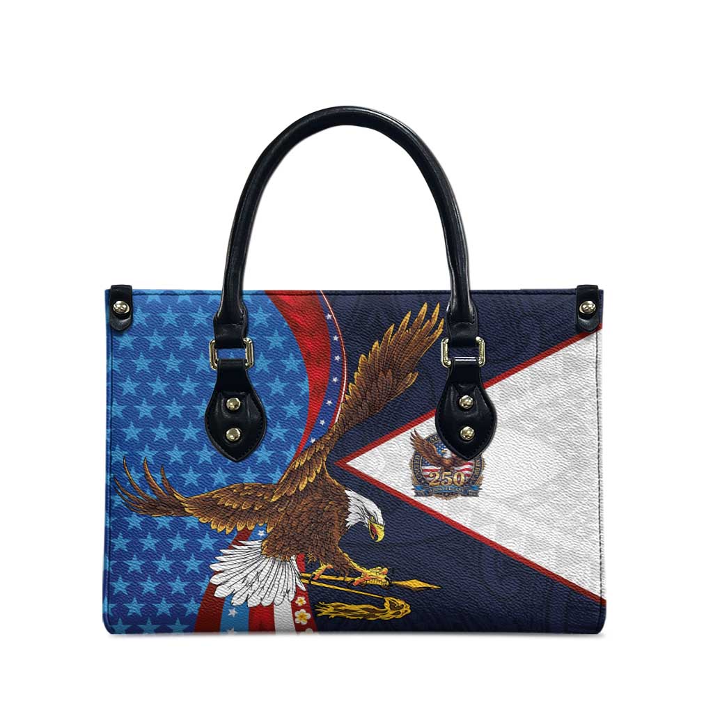 American Samoa and United States Semiquincentennial Leather Bag Bald Eagle with National Flag Style