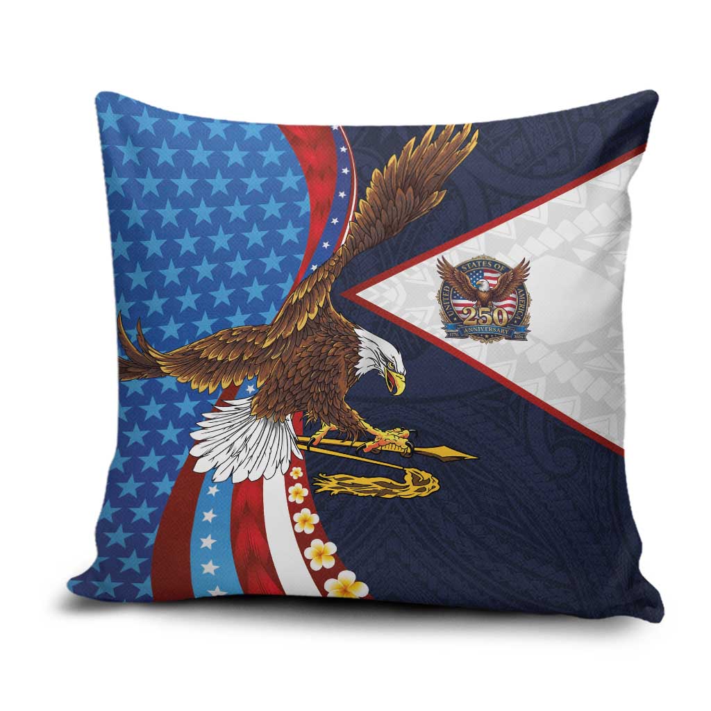 American Samoa and United States Semiquincentennial Pillow Cover Bald Eagle with National Flag Style