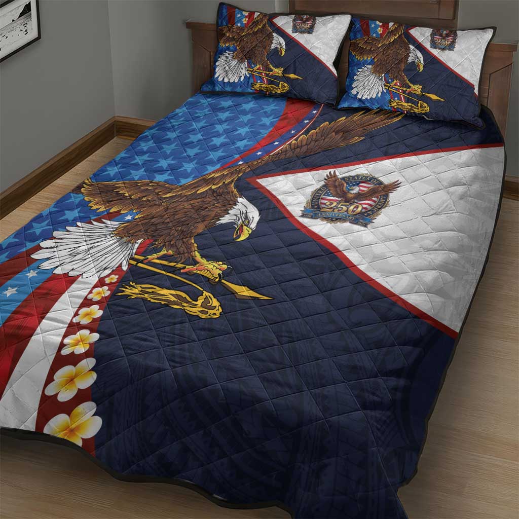 American Samoa and United States Semiquincentennial Quilt Bed Set Bald Eagle with National Flag Style