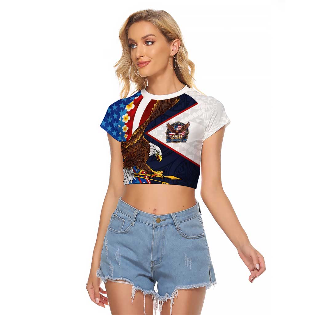 American Samoa and United States Semiquincentennial Raglan Cropped T Shirt Bald Eagle with National Flag Style