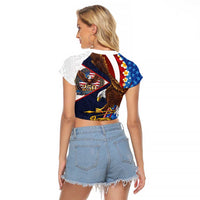 American Samoa and United States Semiquincentennial Raglan Cropped T Shirt Bald Eagle with National Flag Style