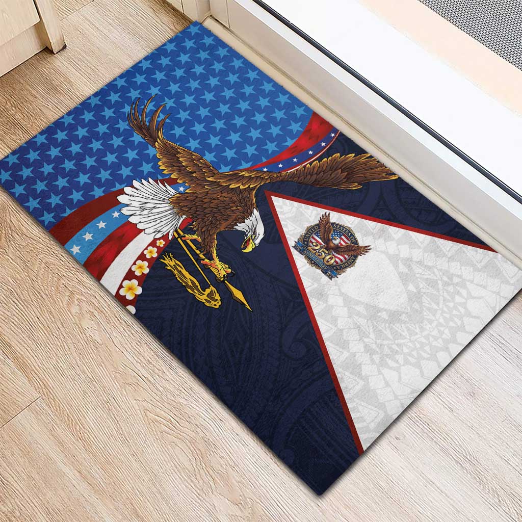 American Samoa and United States Semiquincentennial Rubber Doormat Bald Eagle with National Flag Style