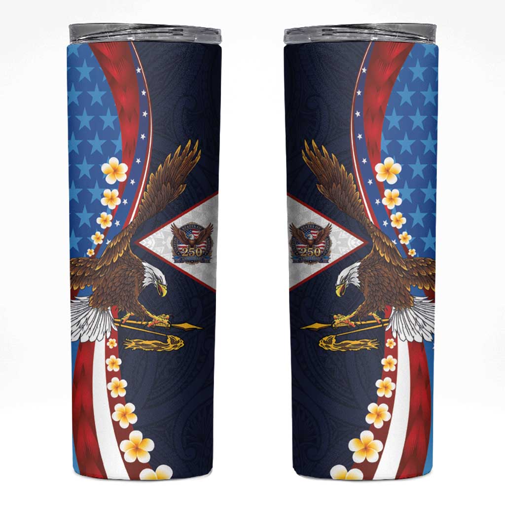 American Samoa and United States Semiquincentennial Skinny Tumbler Bald Eagle with National Flag Style LT03 Multicolor - Polynesian Pride