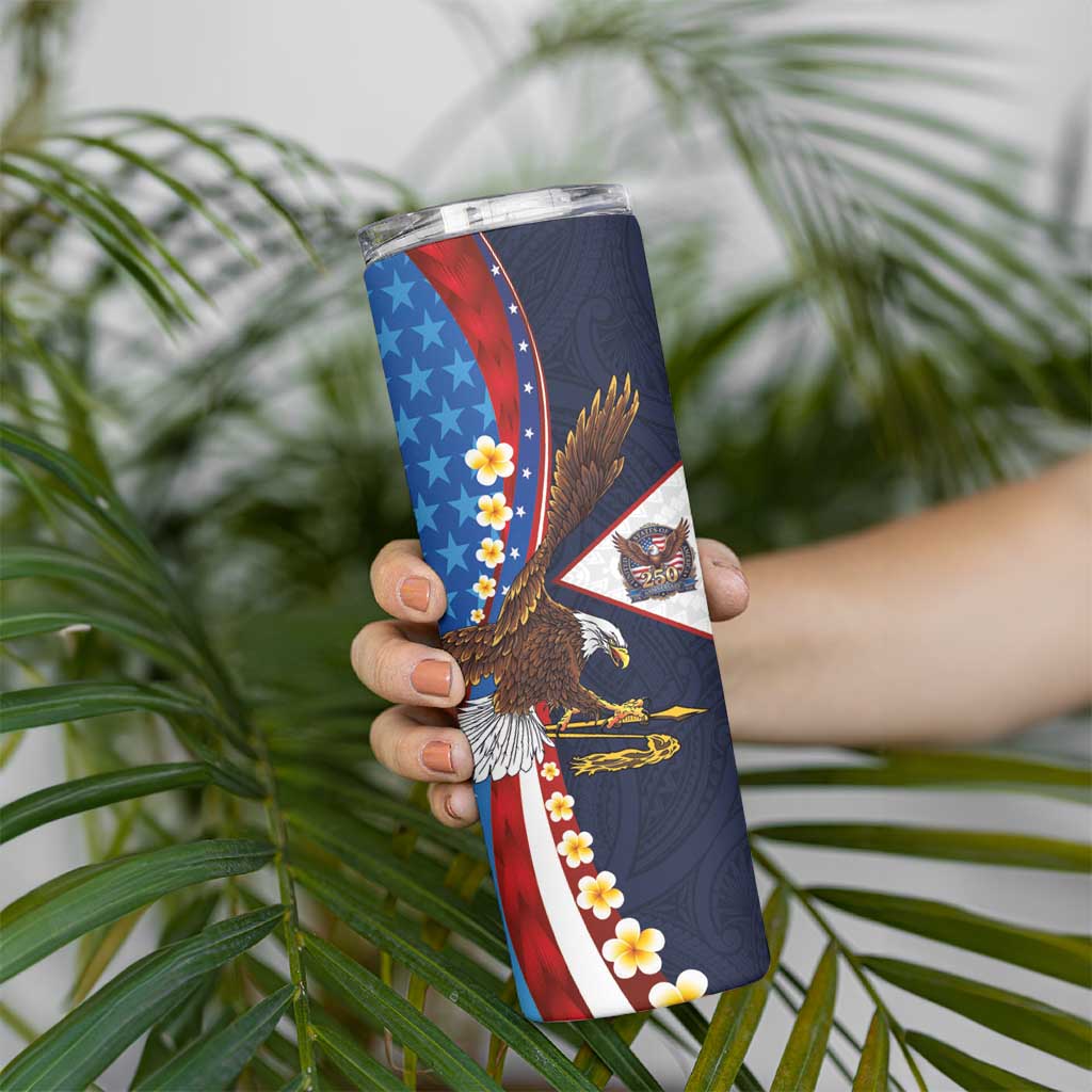 American Samoa and United States Semiquincentennial Skinny Tumbler Bald Eagle with National Flag Style LT03 - Polynesian Pride