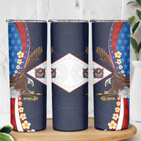 American Samoa and United States Semiquincentennial Skinny Tumbler Bald Eagle with National Flag Style LT03 - Polynesian Pride