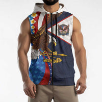 American Samoa and United States Semiquincentennial Sleeveless Zip Hoodie Bald Eagle with National Flag Style
