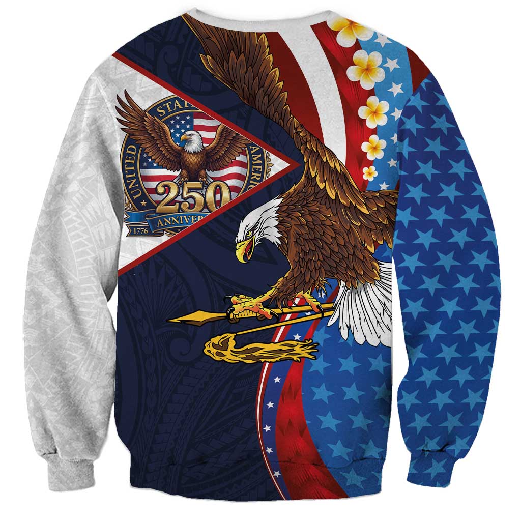 American Samoa and United States Semiquincentennial Sweatshirt Bald Eagle with National Flag Style LT03 - Polynesian Pride