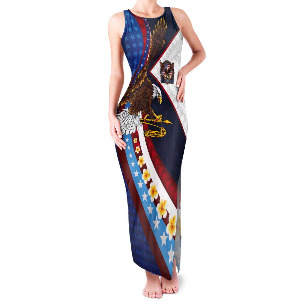 American Samoa and United States Semiquincentennial Tank Maxi Dress Bald Eagle with National Flag Style