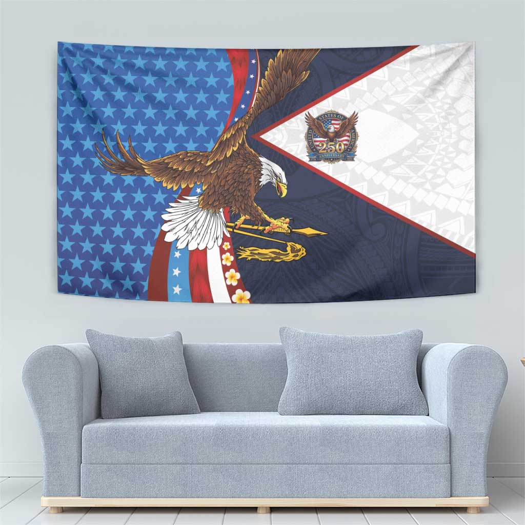American Samoa and United States Semiquincentennial Tapestry Bald Eagle with National Flag Style LT03 - Polynesian Pride