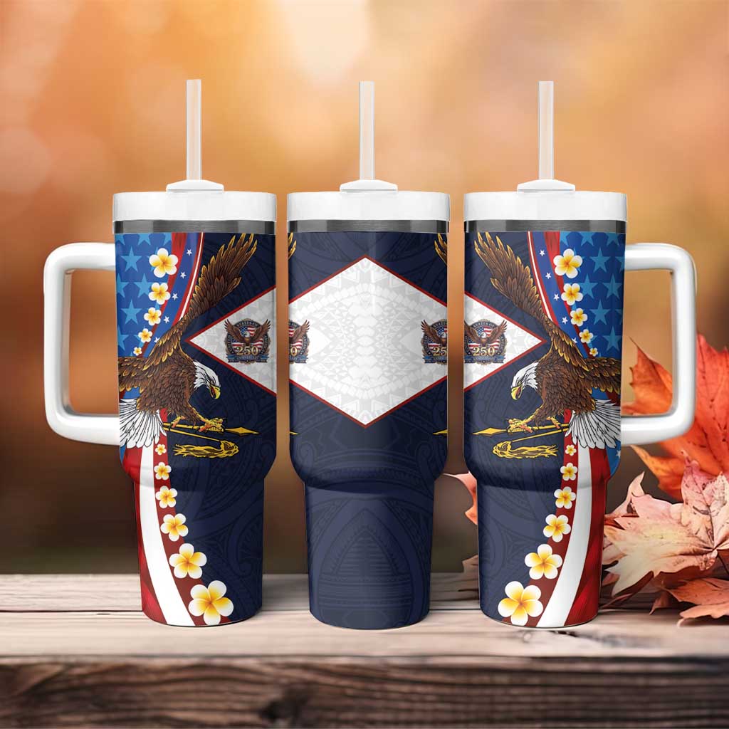 American Samoa and United States Semiquincentennial Tumbler With Handle Bald Eagle with National Flag Style