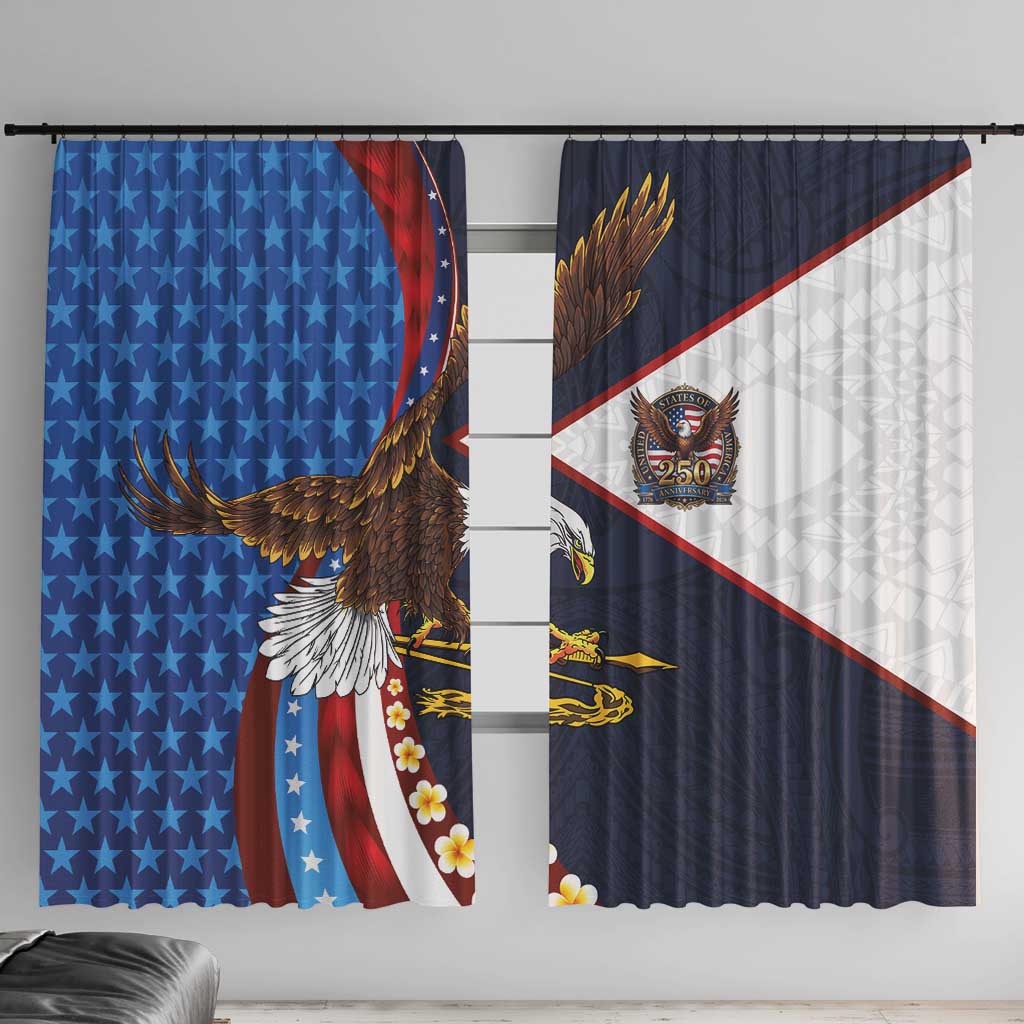 American Samoa and United States Semiquincentennial Window Curtain Bald Eagle with National Flag Style