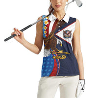 American Samoa and United States Semiquincentennial Women Sleeveless Polo Shirt Bald Eagle with National Flag Style LT03 - Polynesian Pride