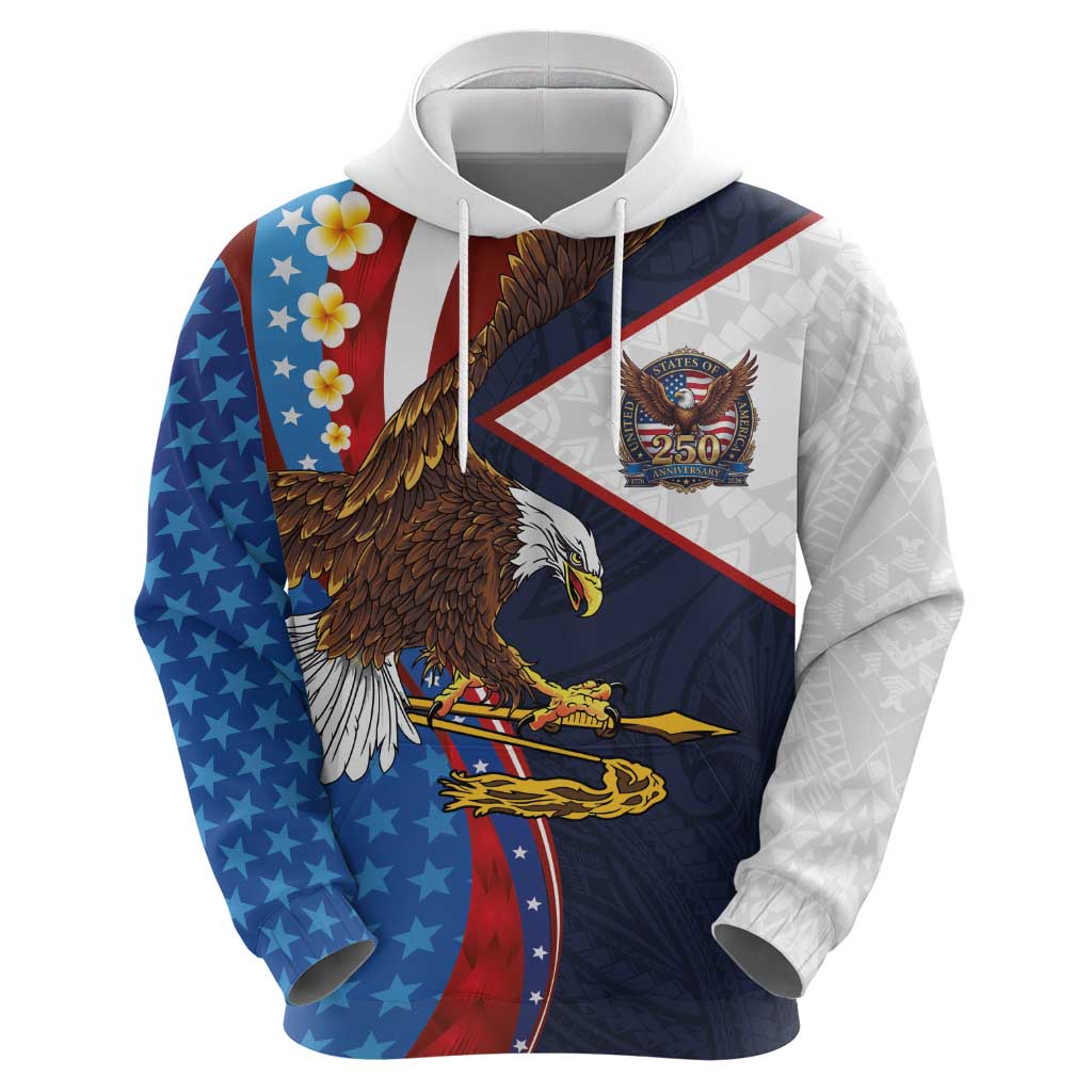 American Samoa and United States Semiquincentennial Zip Hoodie Bald Eagle with National Flag Style