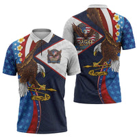 American Samoa and United States Semiquincentennial Zipper Polo Shirt Bald Eagle with National Flag Style