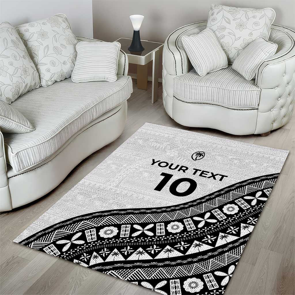 Custom Fijian Rugby Area Rug Tapa Pattern and Palm Tree Tribal LT03 - Polynesian Pride