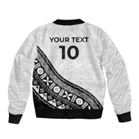 Custom Fijian Rugby Bomber Jacket Tapa Pattern and Palm Tree Tribal