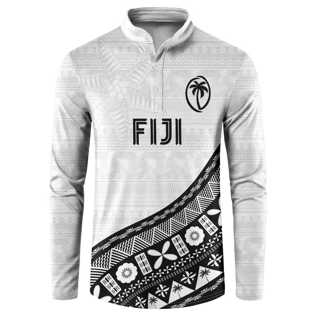 Custom Fijian Rugby Button Sweatshirt Tapa Pattern and Palm Tree Tribal