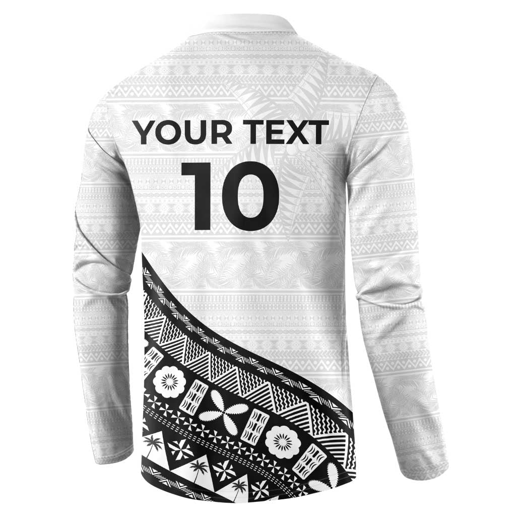 Custom Fijian Rugby Button Sweatshirt Tapa Pattern and Palm Tree Tribal