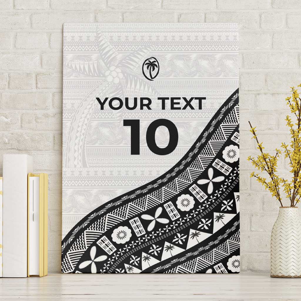 Custom Fijian Rugby Canvas Wall Art Tapa Pattern and Palm Tree Tribal