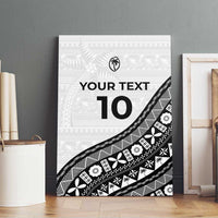 Custom Fijian Rugby Canvas Wall Art Tapa Pattern and Palm Tree Tribal