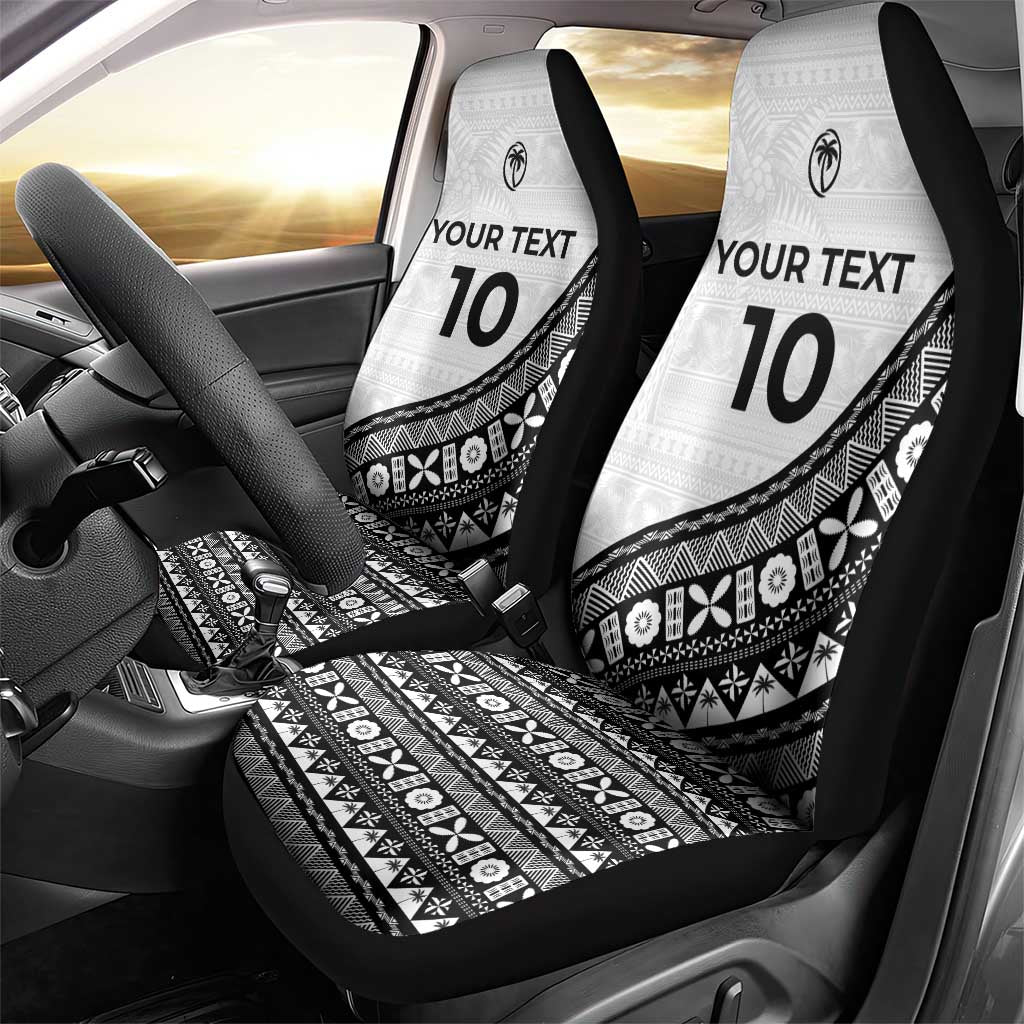 Custom Fijian Rugby Car Seat Cover Tapa Pattern and Palm Tree Tribal