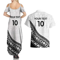 Custom Fijian Rugby Couples Matching Summer Maxi Dress and Hawaiian Shirt Tapa Pattern and Palm Tree Tribal