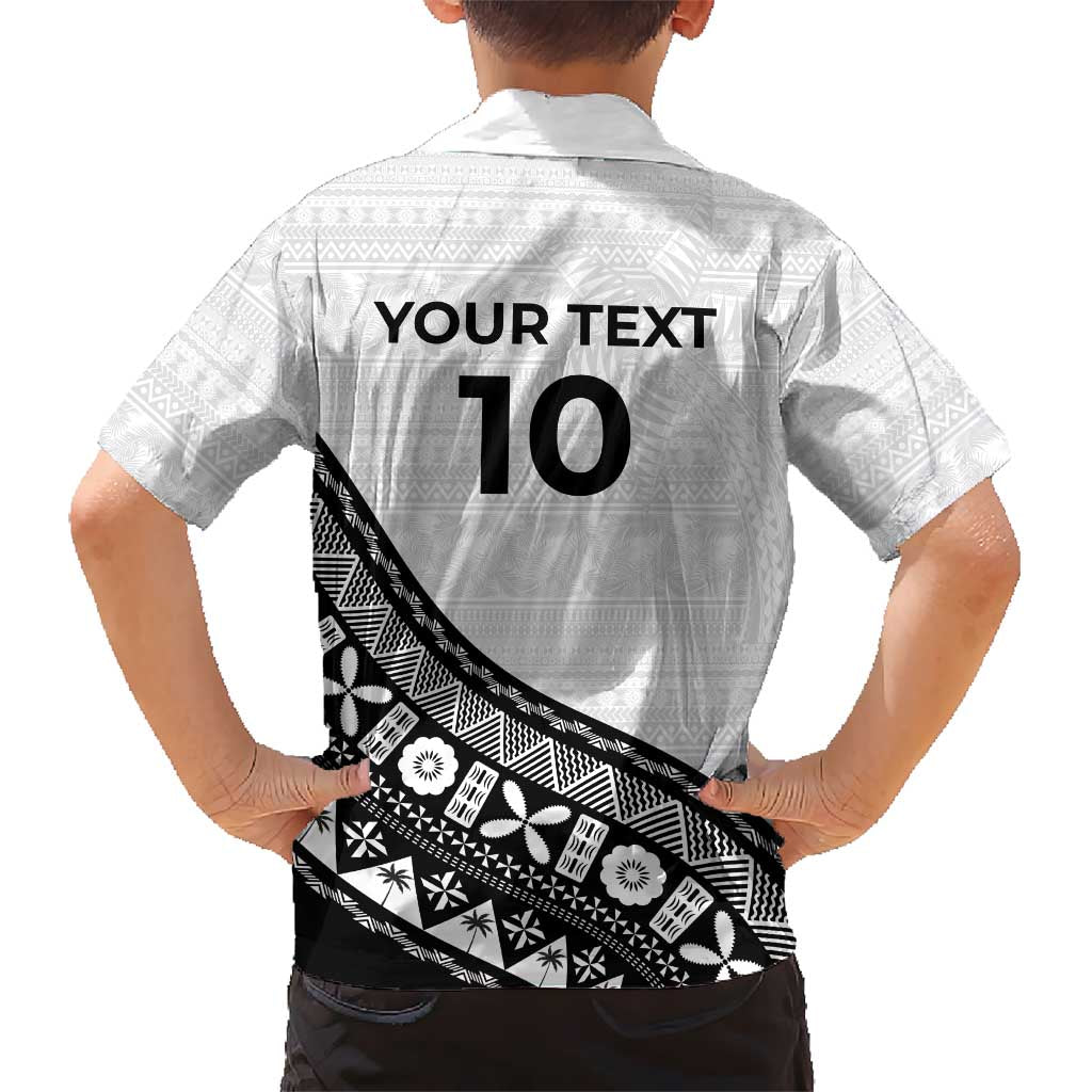 Custom Fijian Rugby Family Matching Mermaid Dress and Hawaiian Shirt Tapa Pattern and Palm Tree Tribal