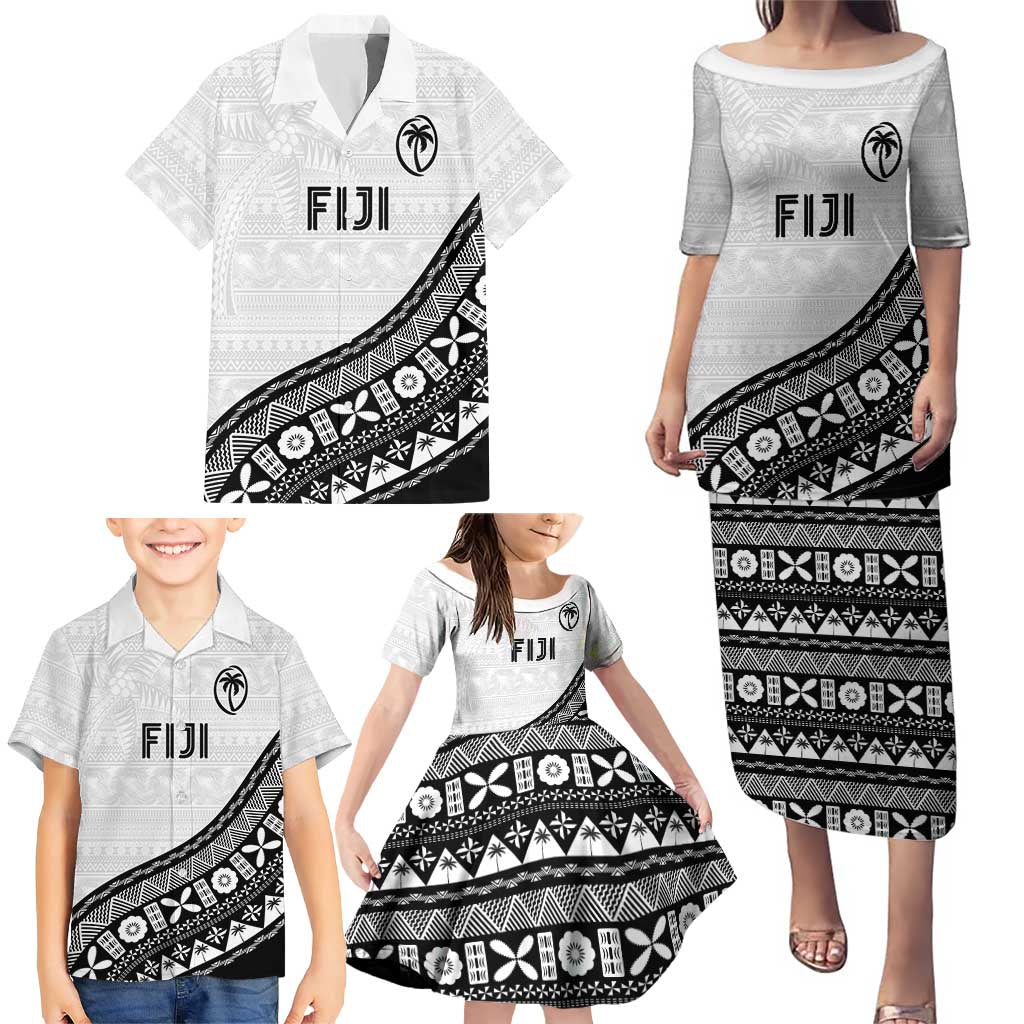 Custom Fijian Rugby Family Matching Puletasi and Hawaiian Shirt Tapa Pattern and Palm Tree Tribal LT03 - Polynesian Pride
