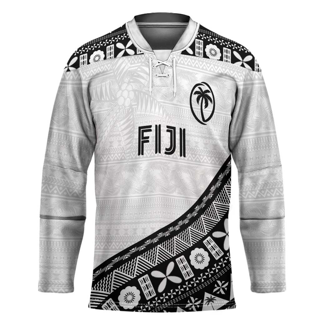 Custom Fijian Rugby Hockey Jersey Tapa Pattern and Palm Tree Tribal
