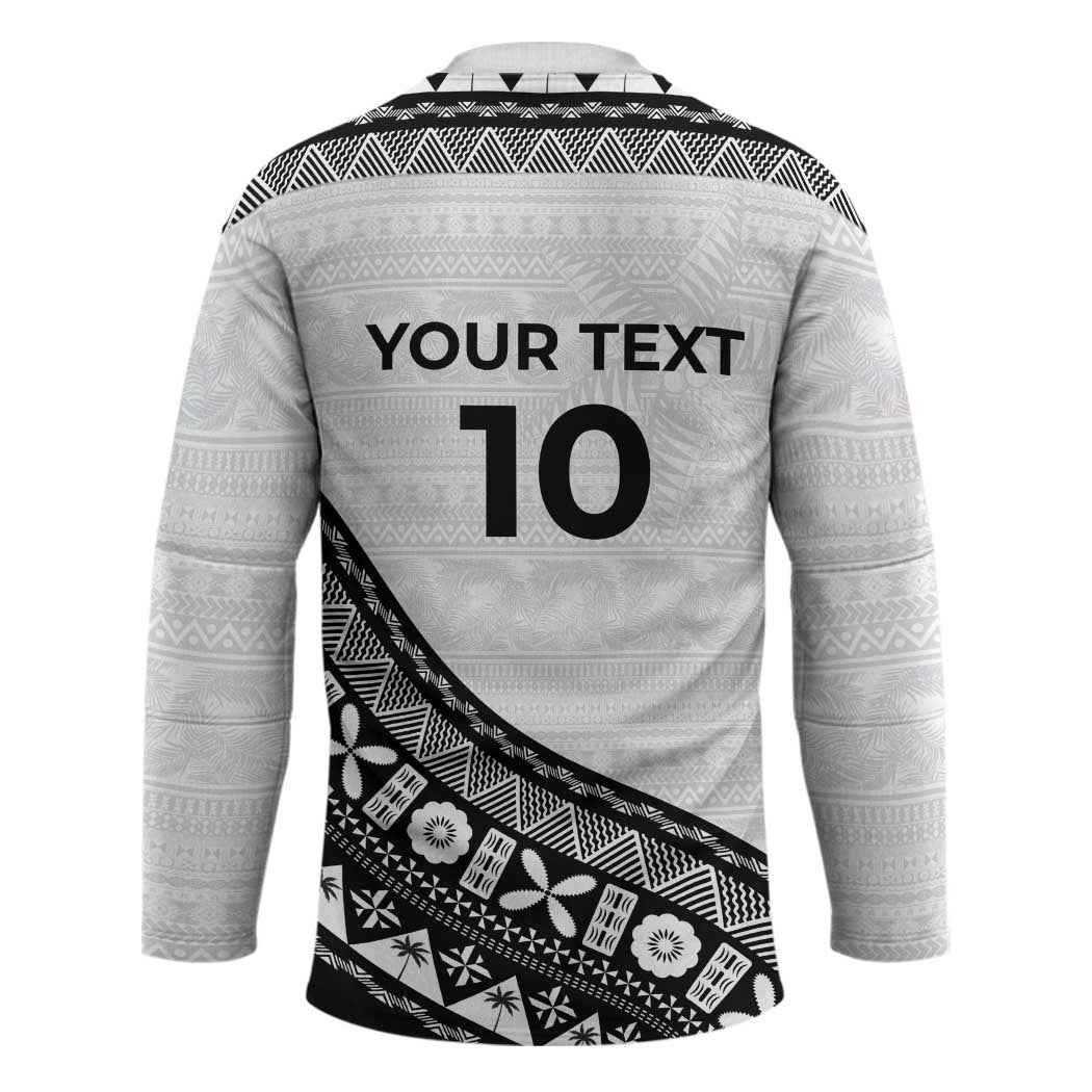 Custom Fijian Rugby Hockey Jersey Tapa Pattern and Palm Tree Tribal