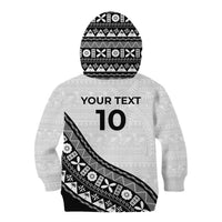 Custom Fijian Rugby Kid Hoodie Tapa Pattern and Palm Tree Tribal