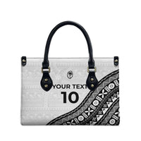 Custom Fijian Rugby Leather Bag Tapa Pattern and Palm Tree Tribal