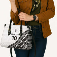Custom Fijian Rugby Leather Bag Tapa Pattern and Palm Tree Tribal