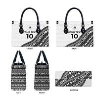 Custom Fijian Rugby Leather Bag Tapa Pattern and Palm Tree Tribal