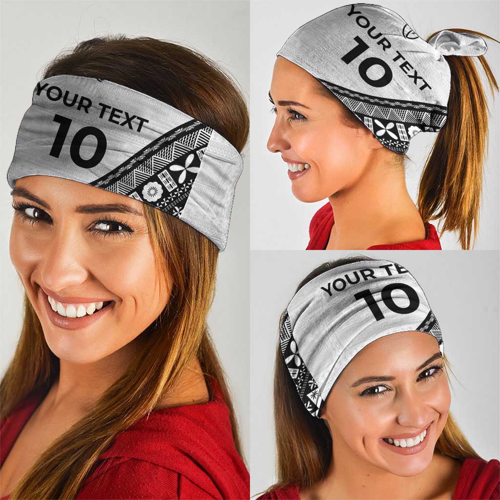Custom Fijian Rugby Neck Gaiter Tapa Pattern and Palm Tree Tribal