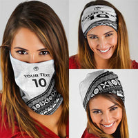 Custom Fijian Rugby Neck Gaiter Tapa Pattern and Palm Tree Tribal