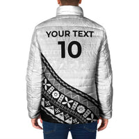 Custom Fijian Rugby Padded Jacket Tapa Pattern and Palm Tree Tribal