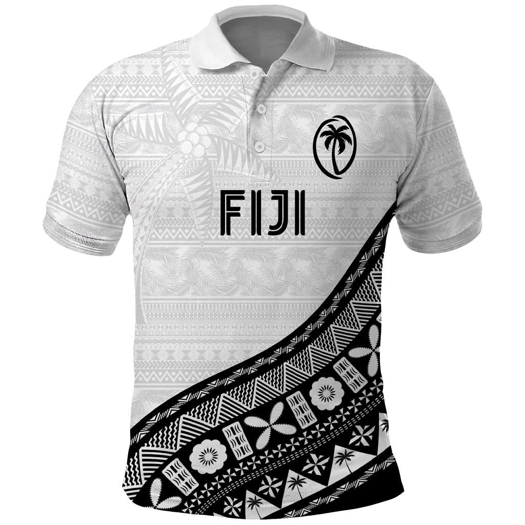 Custom Fijian Rugby Polo Shirt Tapa Pattern and Palm Tree Tribal