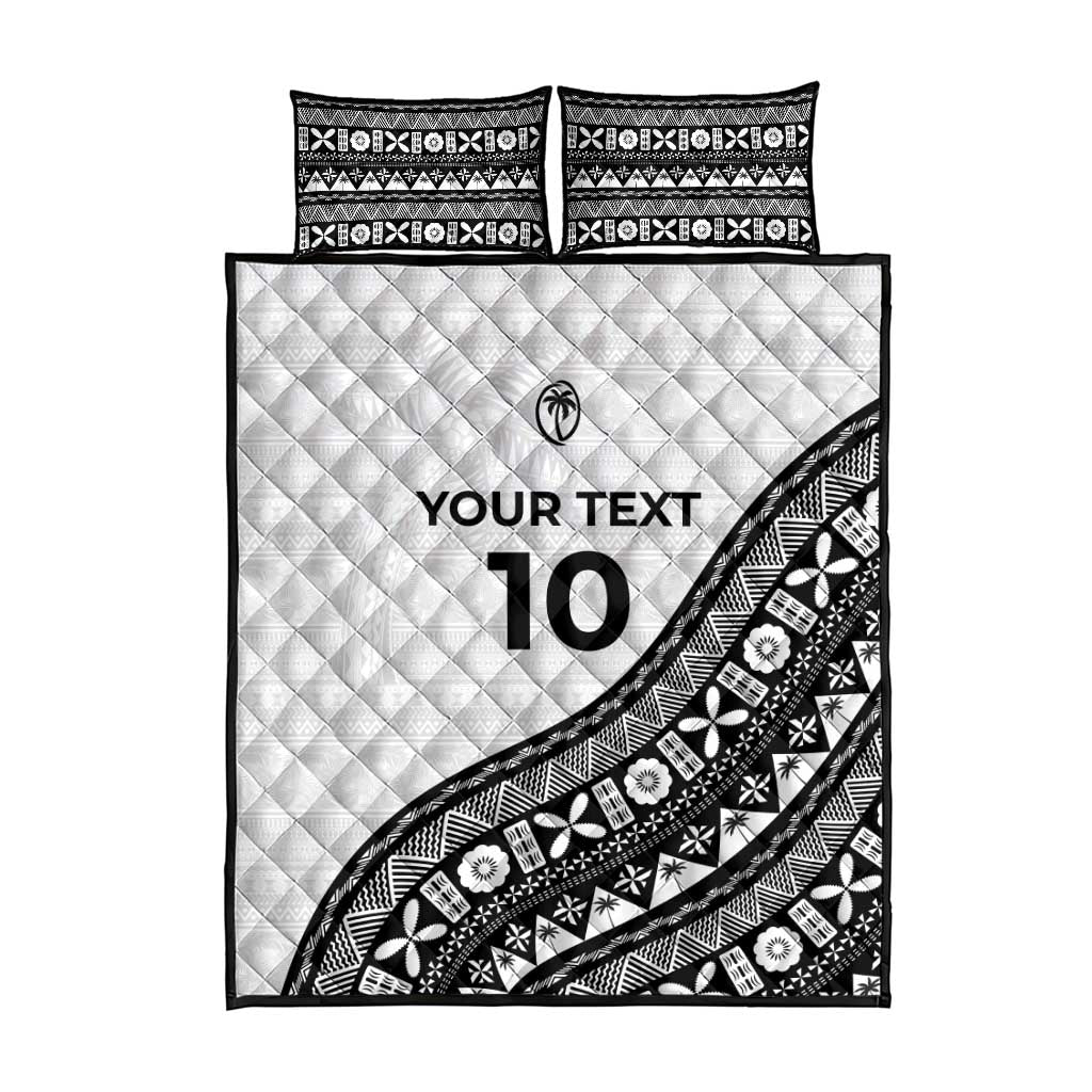 Custom Fijian Rugby Quilt Bed Set Tapa Pattern and Palm Tree Tribal