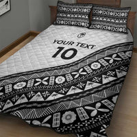 Custom Fijian Rugby Quilt Bed Set Tapa Pattern and Palm Tree Tribal