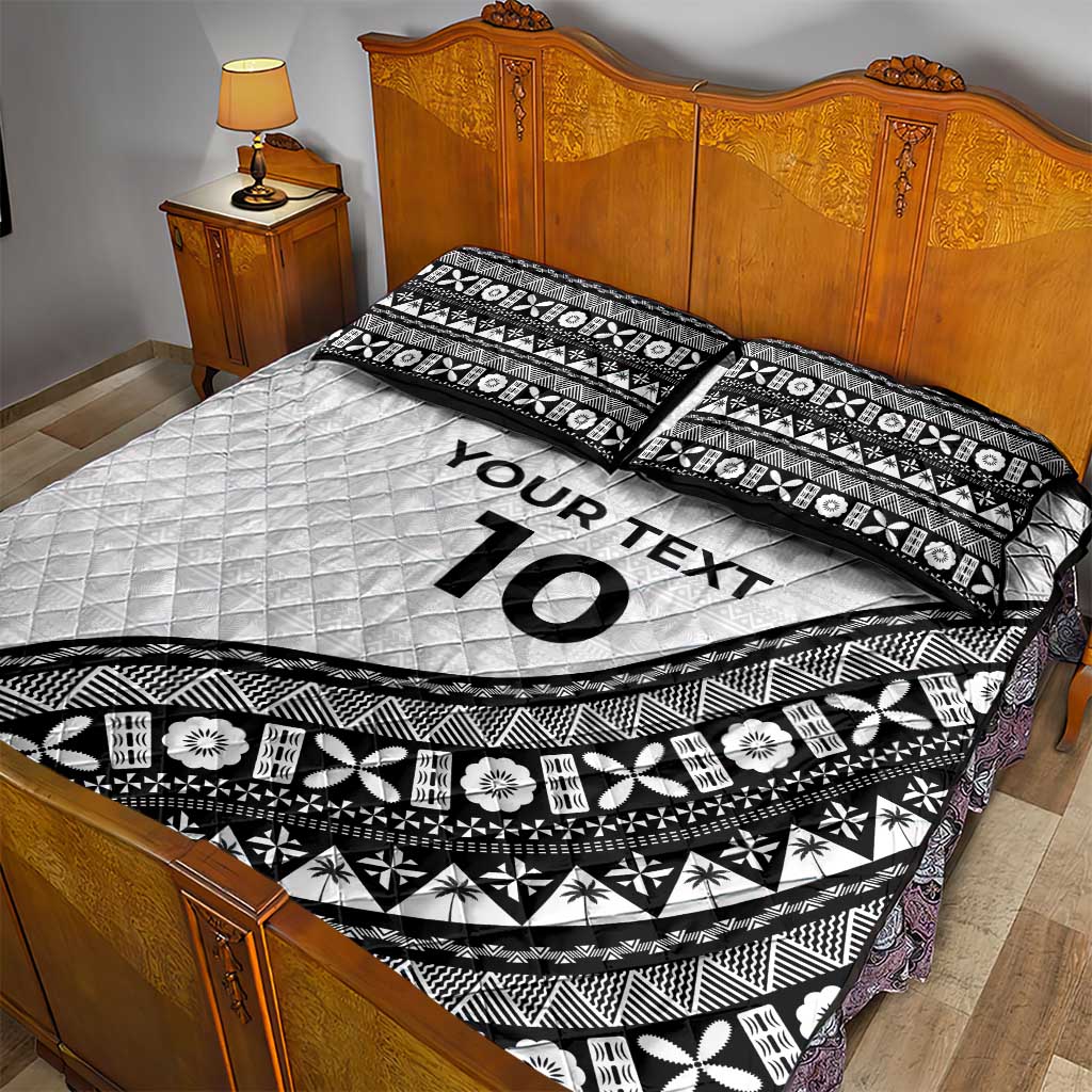 Custom Fijian Rugby Quilt Bed Set Tapa Pattern and Palm Tree Tribal