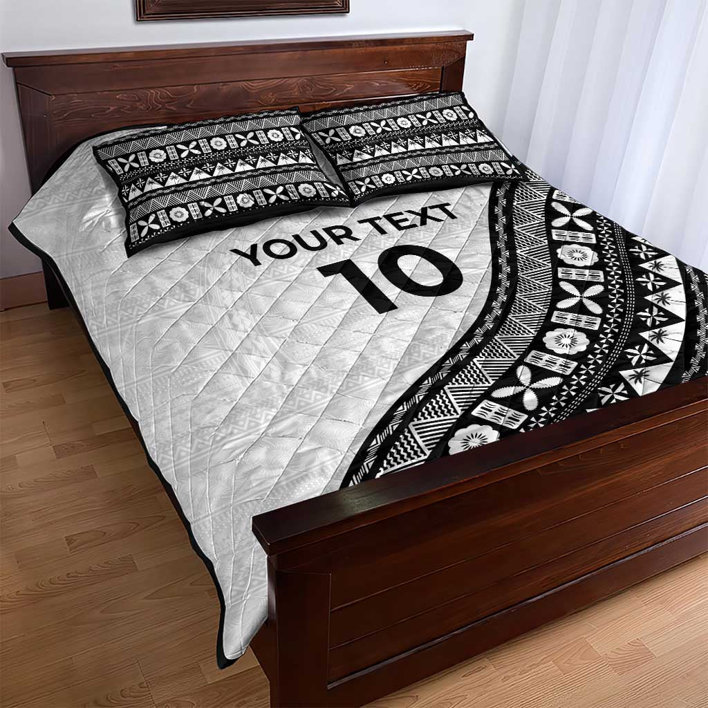 Custom Fijian Rugby Quilt Bed Set Tapa Pattern and Palm Tree Tribal