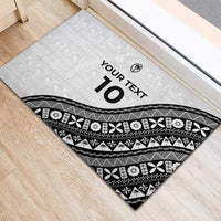 Custom Fijian Rugby Rubber Doormat Tapa Pattern and Palm Tree Tribal