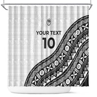 Custom Fijian Rugby Shower Curtain Tapa Pattern and Palm Tree Tribal