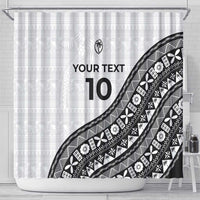 Custom Fijian Rugby Shower Curtain Tapa Pattern and Palm Tree Tribal