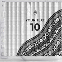 Custom Fijian Rugby Shower Curtain Tapa Pattern and Palm Tree Tribal