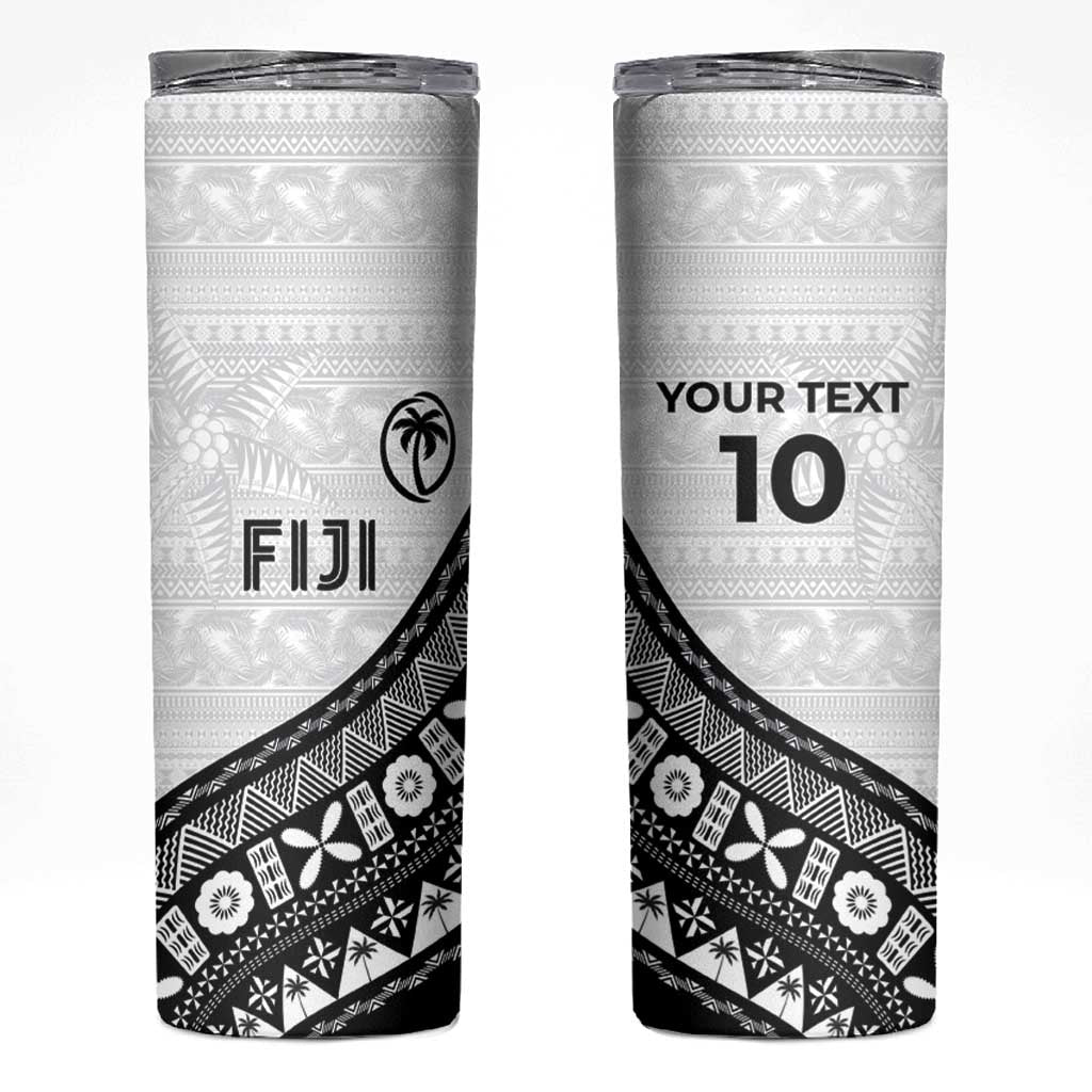 Custom Fijian Rugby Skinny Tumbler Tapa Pattern and Palm Tree Tribal